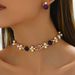 Sweet fresh Japanese Korean women's earring jewelry set with niche geometric design necklace and neck chain_ipsvogv.com