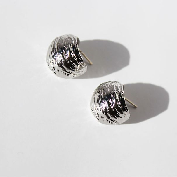 Women's Jewelry Cold Style Wrinkled Brushed Texture Earrings Niche Semi Circular C Shaped Earrings 925 Silver Needle Trendy Cool Earrings_ipsvogv.com