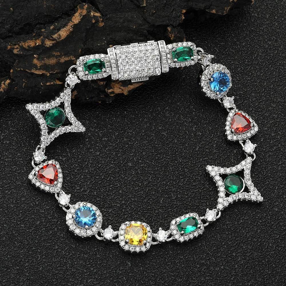 Men And Women's Jewelry Hip Hop Jewelry Accessories Colored Gemstone Bracelets For Women Popular Jewelry High End Zircon Men's Bracelets_ipsvogv.com