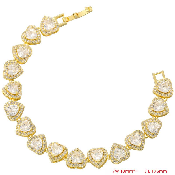 Hot Selling Copper Inlaid Zirconium Heart-shaped Bracelet Necklace, Niche Hip-hop Peach Heart Jewelry Set VL598-599_ipsvogv.com