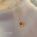 Titanium Steel 【 】 Pomegranate Red Five Leaf Flower Light Luxury Temperament Gorgeous Full Diamond Necklace Women's 【 】_ipsvogv.com