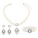 Hot Selling Leaf Pearl Necklace Earrings Bracelet Women Three-Piece Set Suitable For Wedding Evening Party_ipsvogv.com
