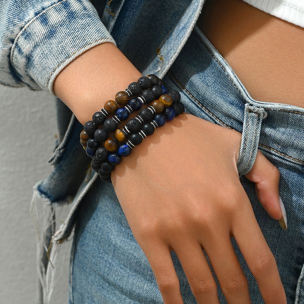 Minimalist geometric shape new unisex bead bracelet with personalized natural stone and numerous design bracelets set_ipsvogv.com