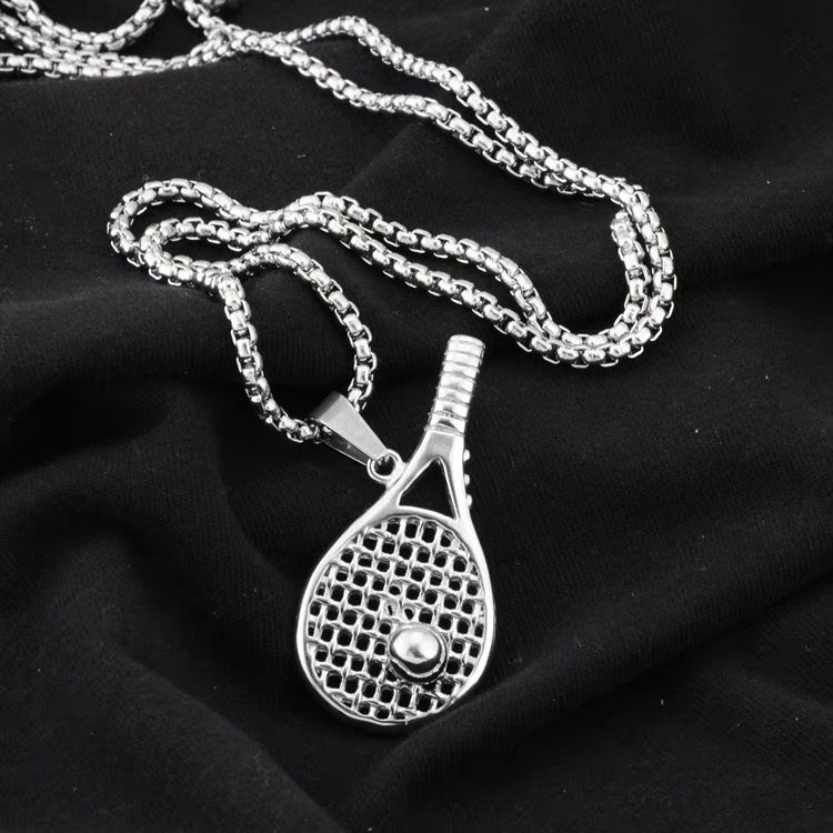Trendy Men's Necklace Tennis Racket Pendant Hip-Hop Fashion Personality Cool Sports Expert Sweater Chain_ipsvogv.com
