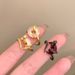 Sweet Cool Style Golden Peace Buckle Spirit Snake For Girls, Opening Finger Ring, Zodiac, Birth Year Adjustable Ring_ipsvogv.com