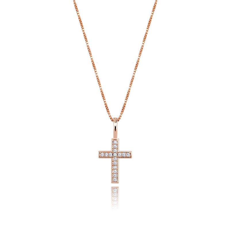 Sier Full Zircon Cross Hip Hop Pendant Personality Versatile Necklace Jewelry_ipsvogv.com