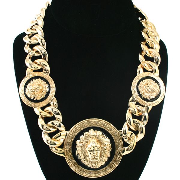 Fashion Men Women Lion Head Punk Gold Plated Necklace Pendant Geometric Trend Hip Hop Jewelry_ipsvogv.com