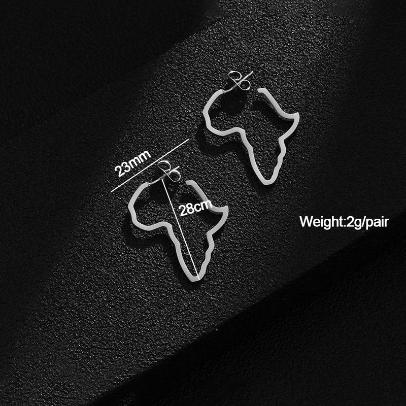 fashion African map earrings gold stainless steel earrings earrings earrings_ipsvogv.com