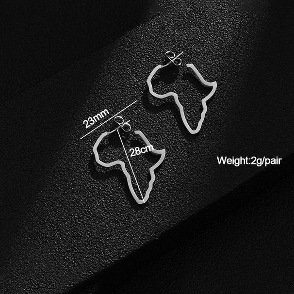 fashion African map earrings gold stainless steel earrings earrings earrings_ipsvogv.com