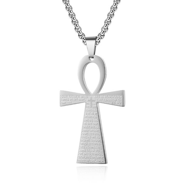 Ancient Egyptian Ankh Cross Titanium Steel Necklace Niche Personality Trendy Wear Pendant_ipsvogv.com