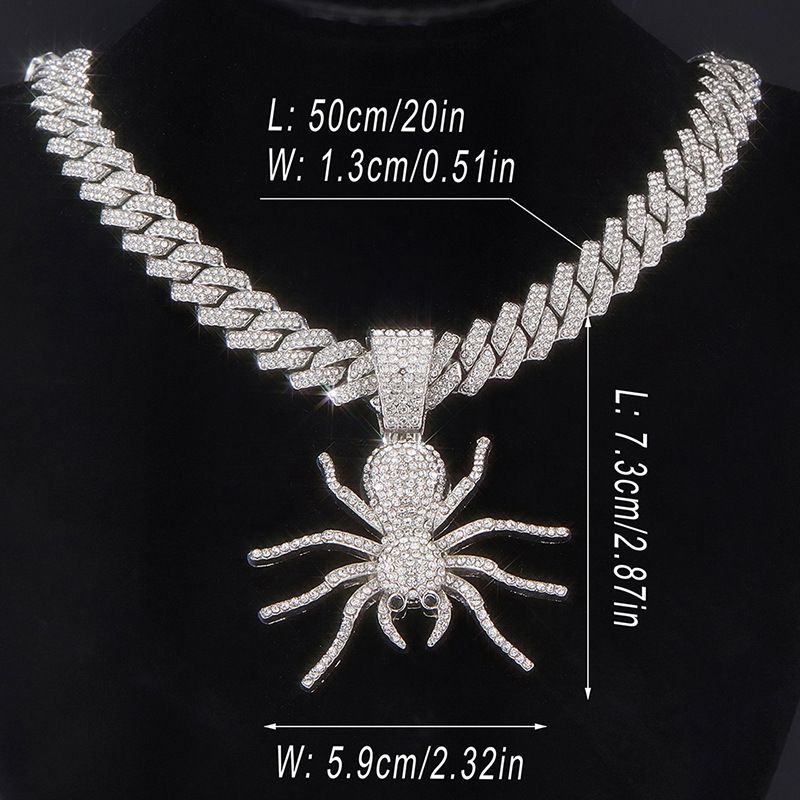 Cool Full Diamond Spider Necklace Pendant Hip Hop Personalized Versatile Unisex Alloy Spider Pendant_ipsvogv.com