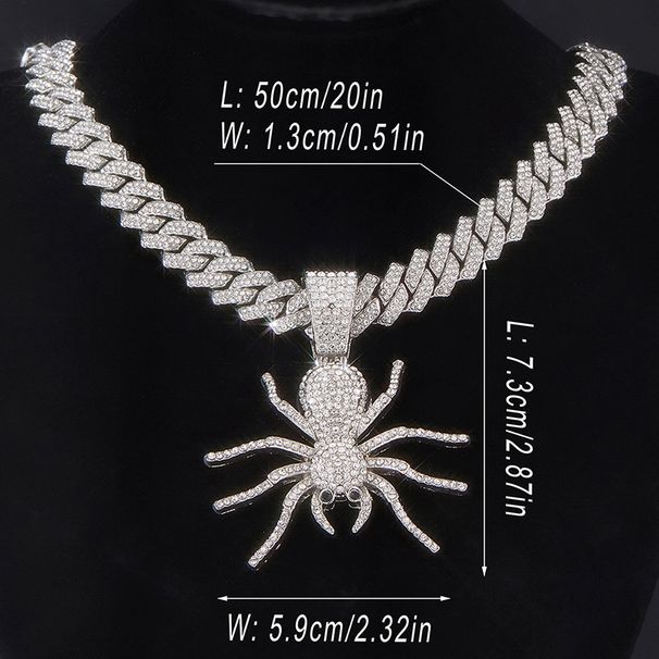 Cool Full Diamond Spider Necklace Pendant Hip Hop Personalized Versatile Unisex Alloy Spider Pendant_ipsvogv.com