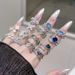 blue Rose Niche Small Butterfly Design Zircon Open Ring, Layered And Personalized Light Luxury High-end Ring For Women ,_ipsvogv.com