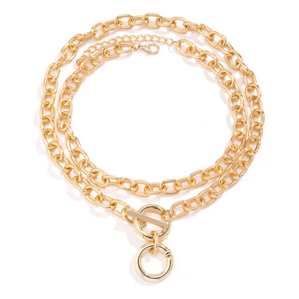 2-piece Cross Aluminum Chain Necklace Set, European And American Hip-hop Sweet And Cool Girl Banquet Bar Nightclub Accessories_ipsvogv.com