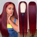 Wig woman wine red long straight hair with long bangs fashion chemical fiber headgear_ipsvogv.com
