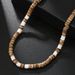 Bohemian Style Soft Clay Pieces Spliced With Wood Pieces Men's Necklace Versatile Black And White Spliced Soft Clay Necklace_ipsvogv.com