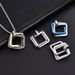 Men's Jewelry Square Geometric Hip Hop Ring Crystal Couple Three Ring Titanium Steel Pendant Long Sweater Chain Jewelry_ipsvogv.com