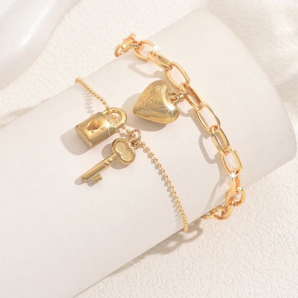 Unisex Jewelry Fashion Punk Style Hip Hop Bracelet For Women Ins Niche Design Love Key Pendant Personality Chain Simple Bracelet_ipsvogv.com