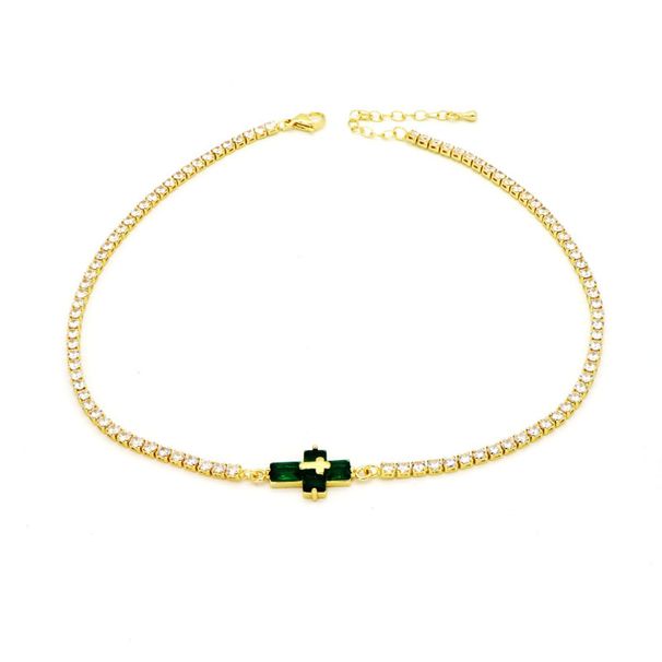 Trendy Hip-Hop Zircon Cross Necklace For Women Ins Style Full Diamond Tennis Chain Hot Girl Choker_ipsvogv.com