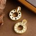 Fashionable Black And White Polka Dot Acrylic Geometric Circle With Stylish Silver Needle Earrings_ipsvogv.com