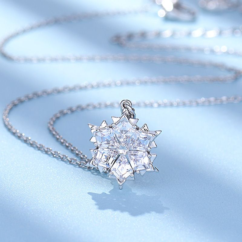 Snowflake Necklace Women Classic Fairy Rose Gold Clavicle Chain Inlaid Diamond Valentine'S Day Gift_ipsvogv.com
