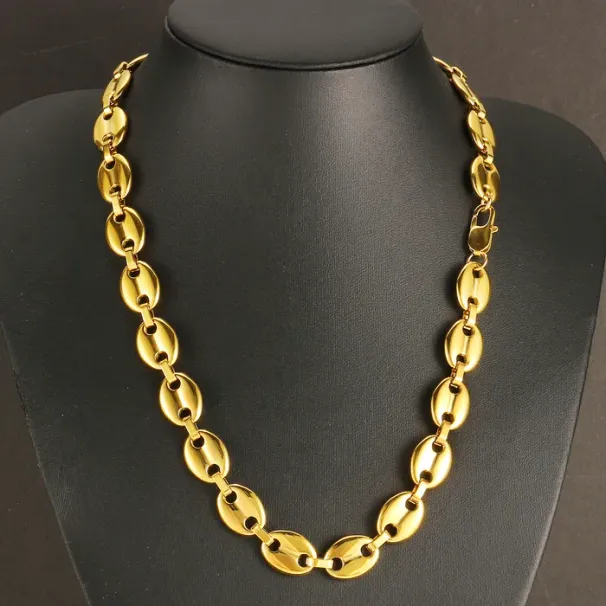 Wedding Jewelry Sets Coffee Bean Chain Necklace Bracelet For Men Women Gold Plated Stainless Steel Classic Casual_ipsvogv.com