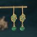Chinese Style Classical Qipao, Hanfu Accessories, Ancient Gold-plated Cold Enamel Craftsmanship, Leaf Inlaid Jade Pulp_ipsvogv.com