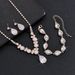 2024 Diamond Zircon Necklace Earrings Bracelet Set Water Drop Women's Fashion Bridal Jewelry_ipsvogv.com