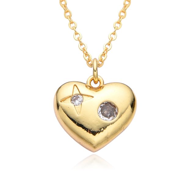 New Love Diamond Necklace For Women Simple Niche Design Heart Shaped Clavicle Chain Copper Plated Real Gold_ipsvogv.com