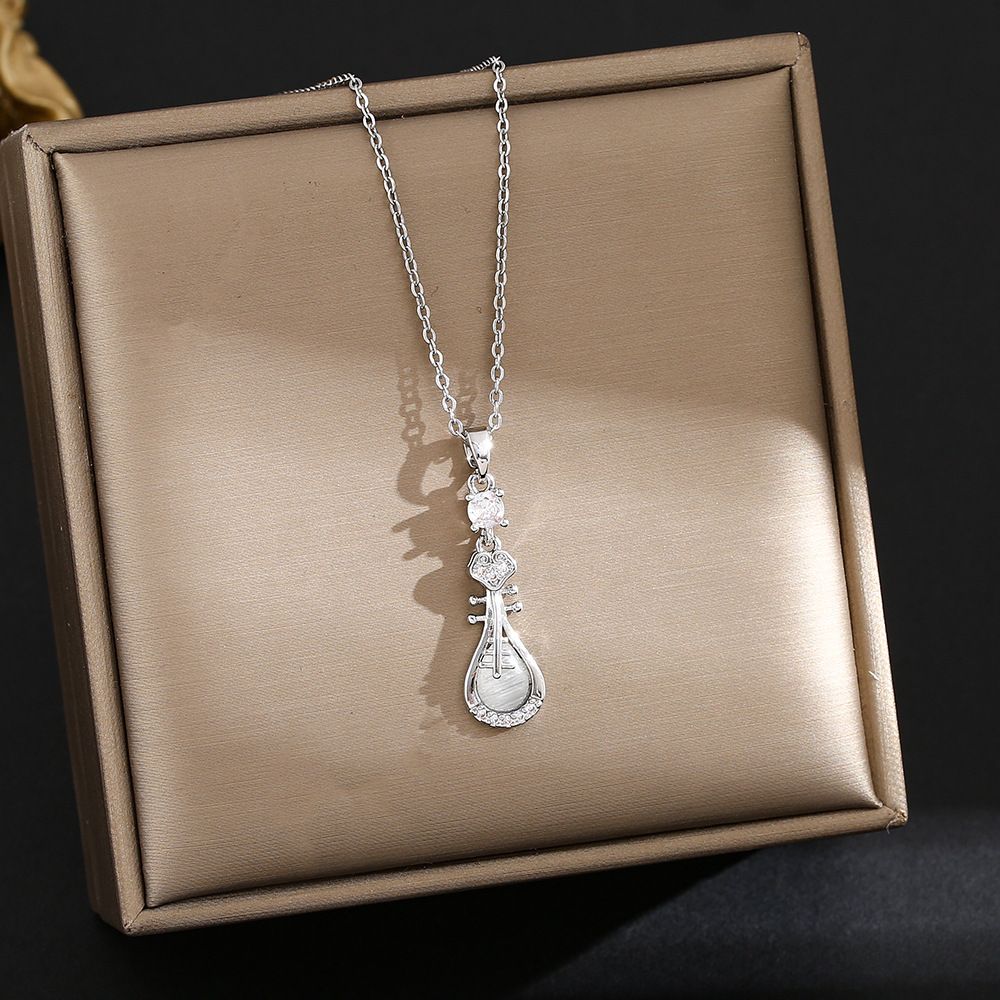 Small ad high-ed cat's eye stoe pipa titaium steel ecklace for wome, simple ad versatile mesh red collarboe_ipsvogv.com
