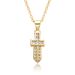 Micro Inlaid Zircon Pearl Cross Minimalist Wind Furnace Real Gold Necklace Female Ins Net Red Clavicle Chain Accessories_ipsvogv.com