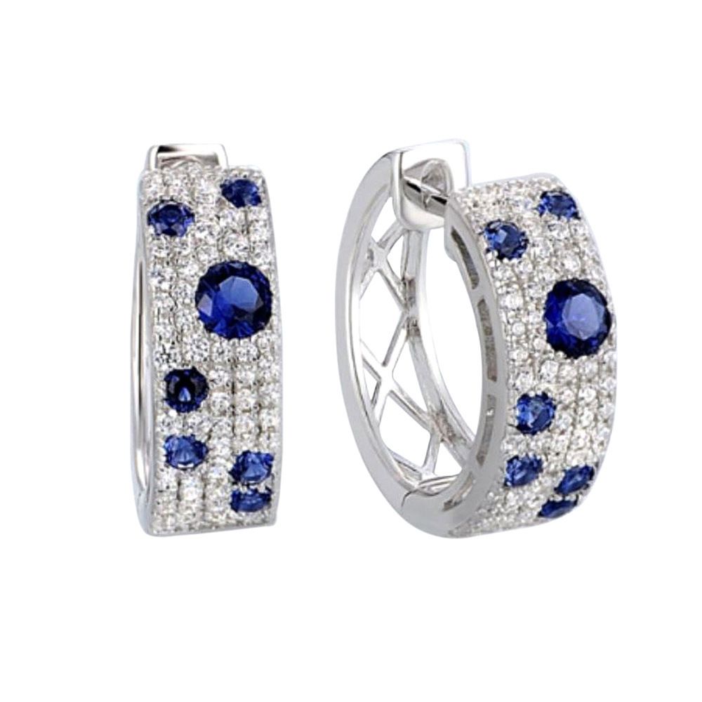 Cao Shi Korean Version Blue And White Diamond With Round Micro Inlaid Zircon Exquisite Ear Buckles, Internet Famous Live_ipsvogv.com