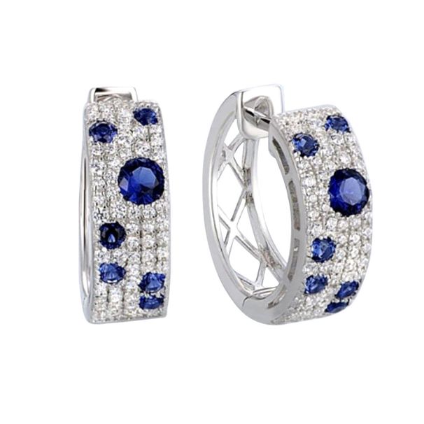 Cao Shi Korean Version Blue And White Diamond With Round Micro Inlaid Zircon Exquisite Ear Buckles, Internet Famous Live_ipsvogv.com