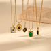 French Retro Emerald & Mother Of Pearl Necklace - Stainless Steel/Titanium Steel Geometric Pendant For Women_ipsvogv.com