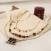 Women's Jewelry Fashion Retro INS Style Natural Stone Pendant Clavicle Necklace K Gold Plated Multi Layer Stacked Titanium Steel Necklace_ipsvogv.com