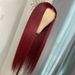 Wig woman wine red long straight hair with long bangs fashion chemical fiber headgear_ipsvogv.com