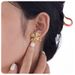 stainless steel plated four petal gold flower earrings for women fashion temperament retro creative personality earrings_ipsvogv.com