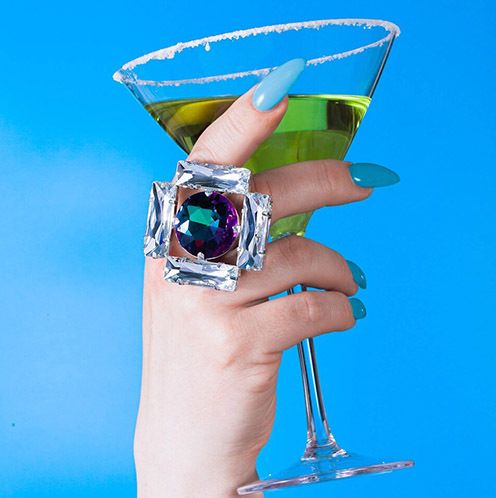 Japanese and Korean simple geometric ring women's full diamond niche adjustable Rhinestone ring open mouth Accessories ring_ipsvogv.com