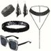 70S Disco Outfit Sunglasses Rhinestone Long Necklace Bracelet Mesh Sequins Earrings Headband Clothing Accessories_ipsvogv.com
