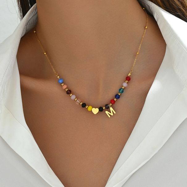 Sweet And Fresh Ladies' Long Necklace, Love Letter Design Clavicle Chain, All Match Forest Beaded Necklace_ipsvogv.com