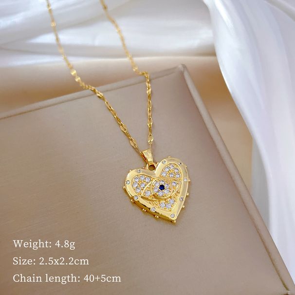 Love 【 】 Eyes Light Luxury Charm Gorgeous Full Diamond Necklace Women's Versatile Clavicle Titanium Steel Chain 【 】 】 【 【 】_ipsvogv.com