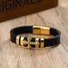 Men's Jewelry Leather Rope Bracelet Cross Anchor Stainless Steel Vacuum Gold Men's Braided Bracelet_ipsvogv.com