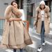 Women's Clothing new winter cotton padded coat, medium length, large fur collar, velvet lining, overcoat, cotton padded coat, trendy for women_ipsvogv.com