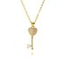 New Light Luxury Style Zircon Colored Diamond Love Lock Key Copper Plated Gold Micro Inlaid Necklace High End Jewelry_ipsvogv.com