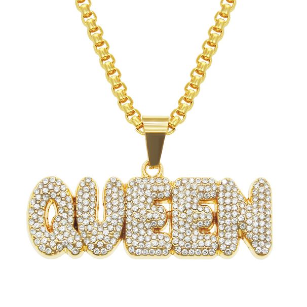 New Hip Hop Set with Diamond Pendant Letter Necklace, Trendy Men's Street Cool Personality Exaggerated Jewelry_ipsvogv.com