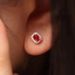 Cao Shi's New Hepburn Style Red Corundum Zircon Earrings, Luxury Accessories_ipsvogv.com