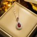 Necklace for Women: Versatile, Advanced, Colorless Emerald Necklace, Droplet Shaped Zircon Live Network, Red Titanium_ipsvogv.com