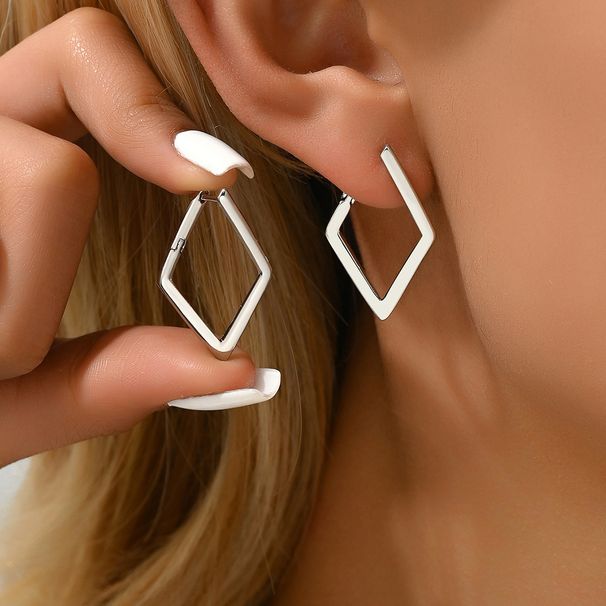 version Korean style for women with simple geometric quadrilateral design earrings, niche temperament earrings_ipsvogv.com