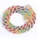 Men’s Jewelry Set Fashion Necklace Hip Hop 12mm Colorful Cuban Chain Rainbow Zircon Personality Trend Brand Men And Women Hip Hop Accessories_ipsvogv.com