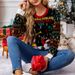 Women's Clothing elk jacquard Christmas wear 2024 autumn and winter new Santa Claus knitted sweater Christmas_ipsvogv.com